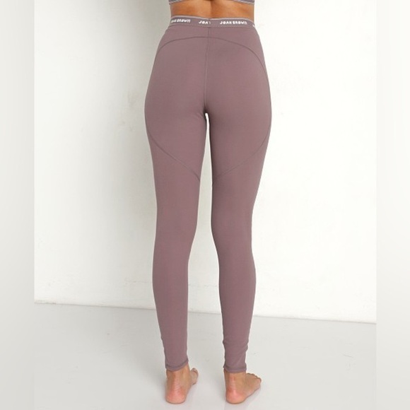 Joah Brown The Sports Leggings Logo Spell-Out Waistband in Sueded Mauve S/M - Picture 3 of 9